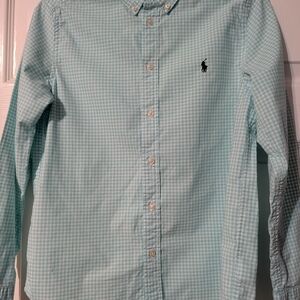 Ralph Lauren Light Green Checkered Kids Button Down Shirt